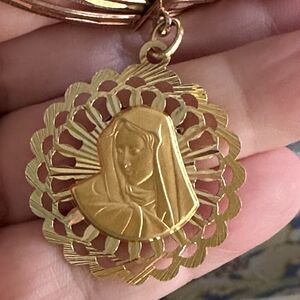 14k Vintage Mary & Jesus Pendant & 10k Bracelets 18.37g